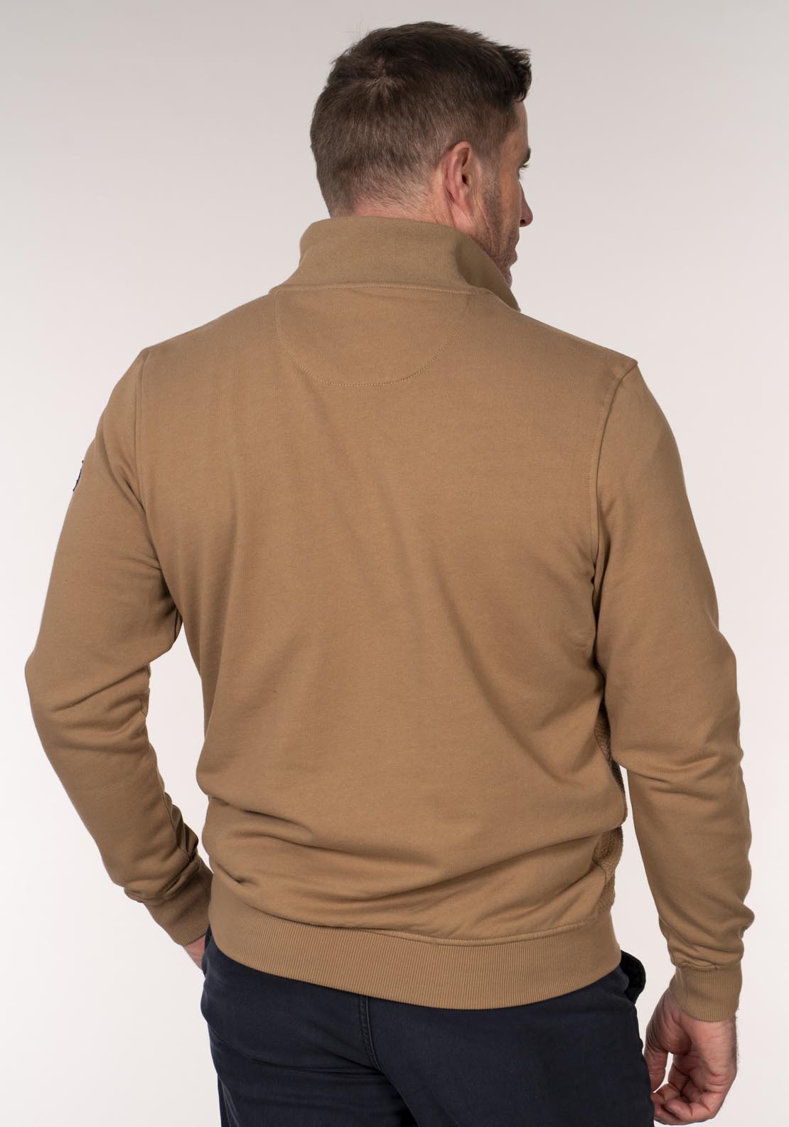 Chris Cayne 1/4 Zip Sweater With Chest Pocket - Camel 2 Shaws Department Stores