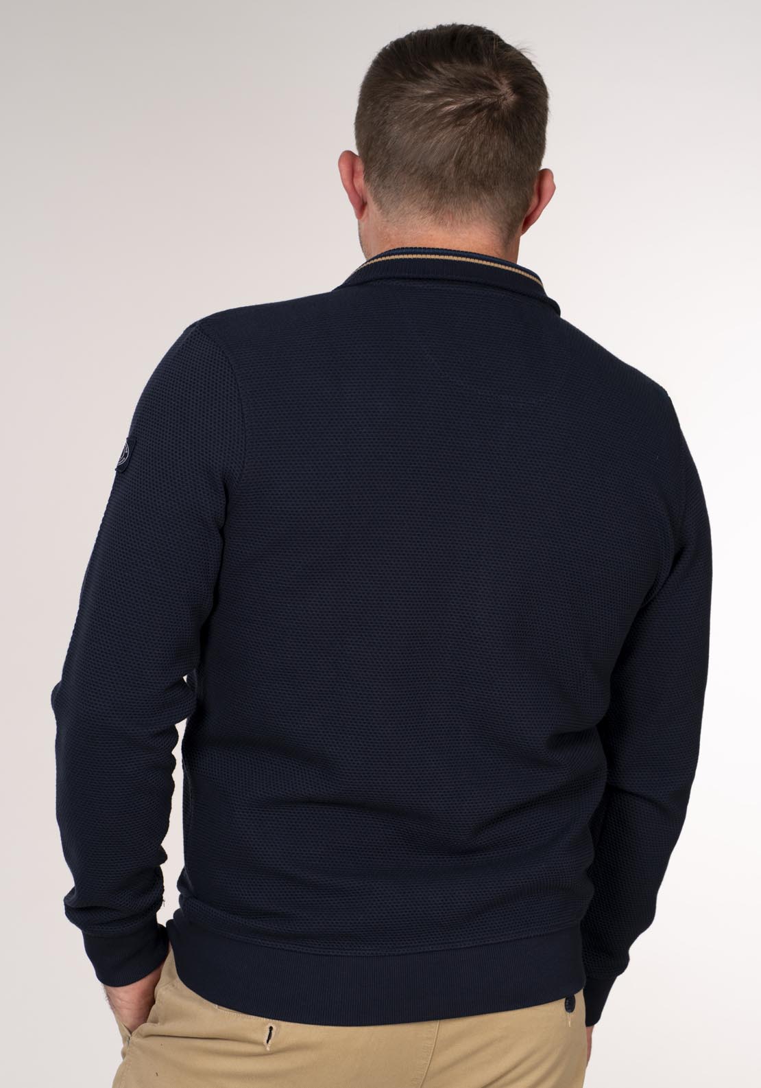 Chris Cayne Full Zip Sweater With Chest Pocket - Blue 2 Shaws Department Stores