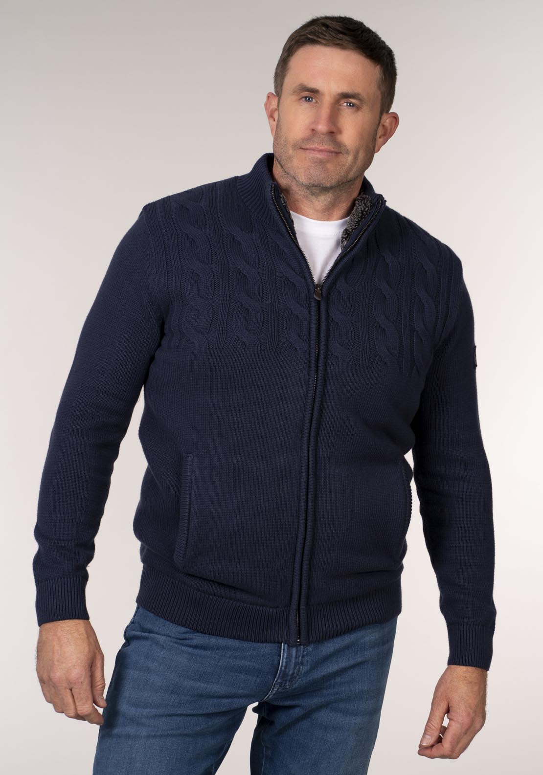 Chris Cayne Teddy Lined Full-Zip Fleece Knit - Blue 1 Shaws Department Stores