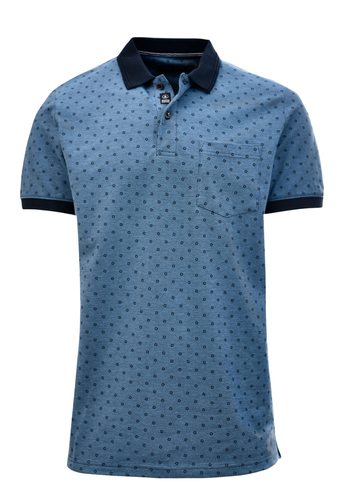 Chris Cayne Short Sleeve Print Polo - Blue 1 Shaws Department Stores