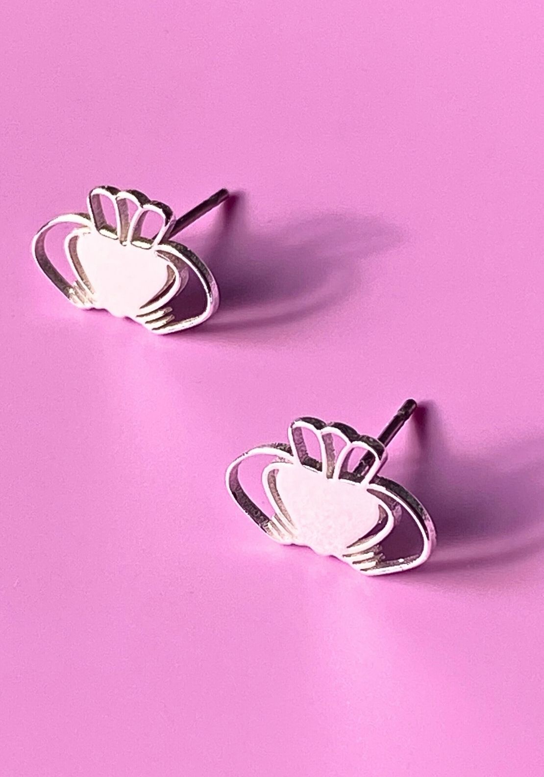 Don’t Kill My Vibe Heart Strong Beag Claddagh Stud Earrings - Silver 1 Shaws Department Stores
