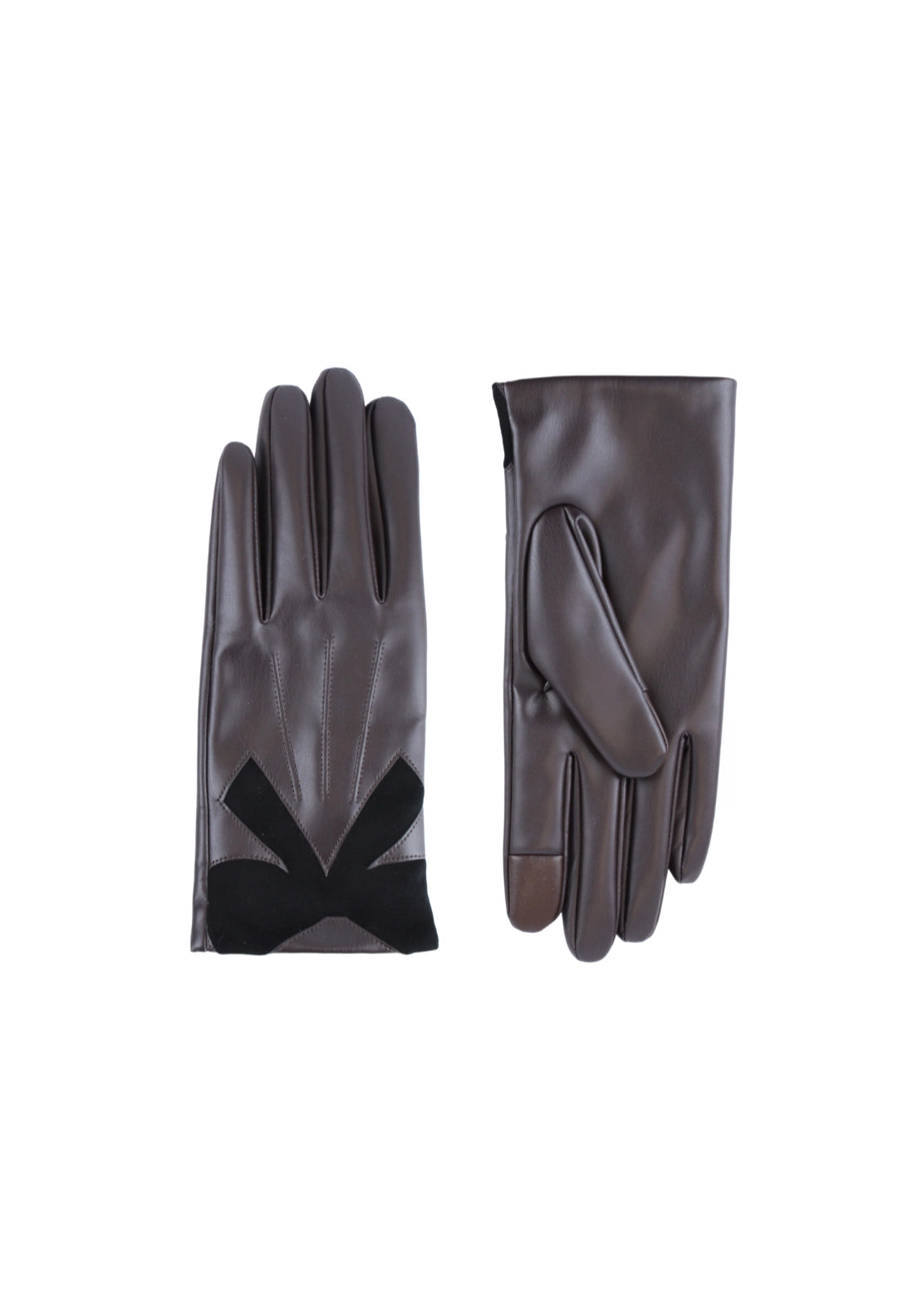Bow Faux Leather Gloves - Black