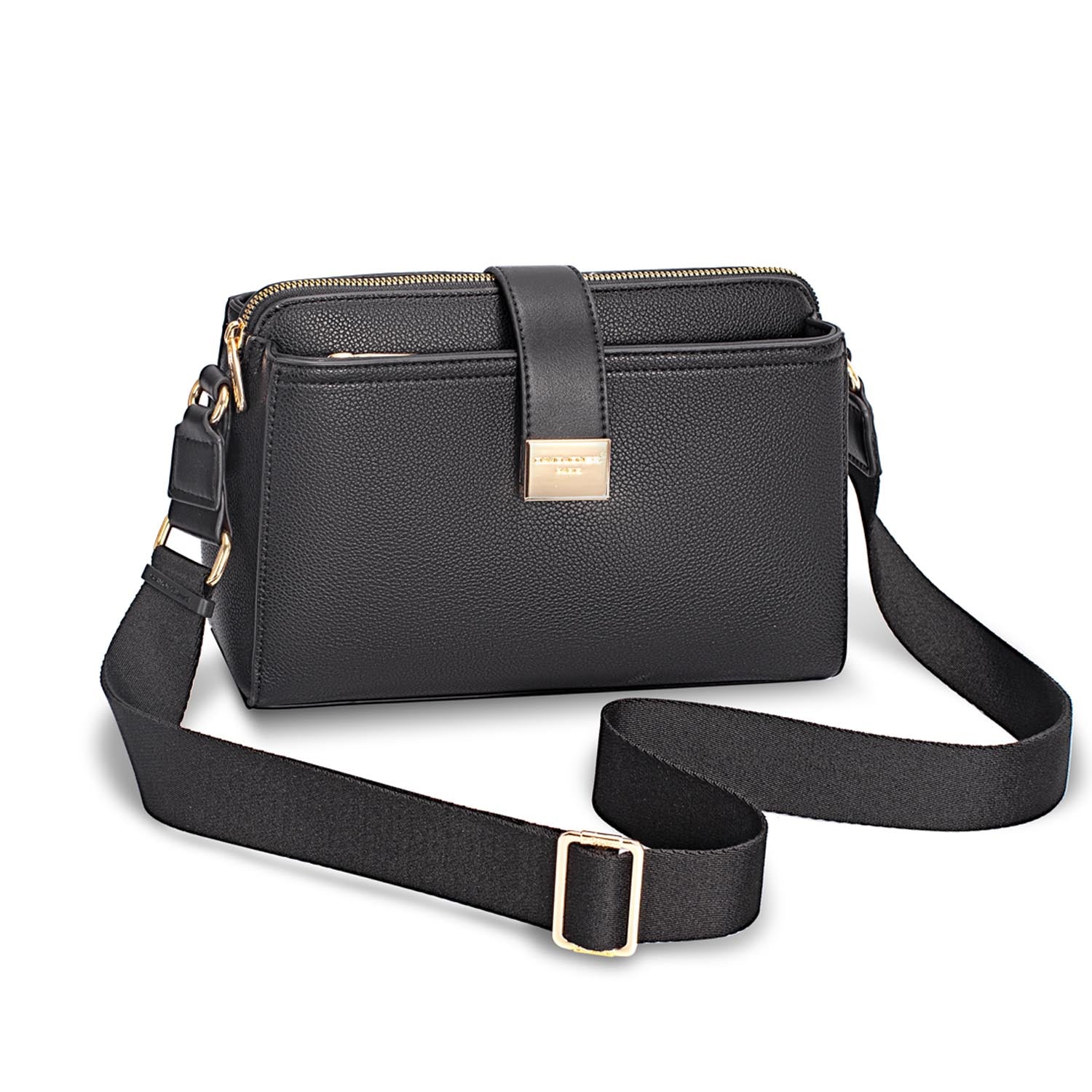 David Jones Wide Strap Gold Closure Bag - Blue 1 Shaws Department Stores