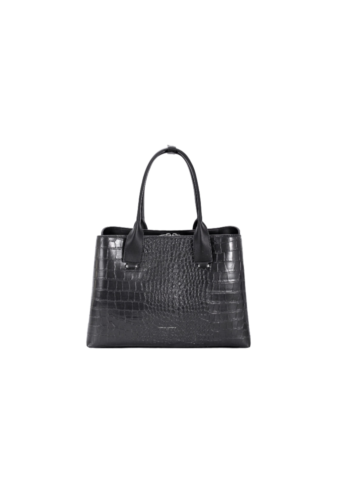 Faux Croc Tote Bag - Jet Black
