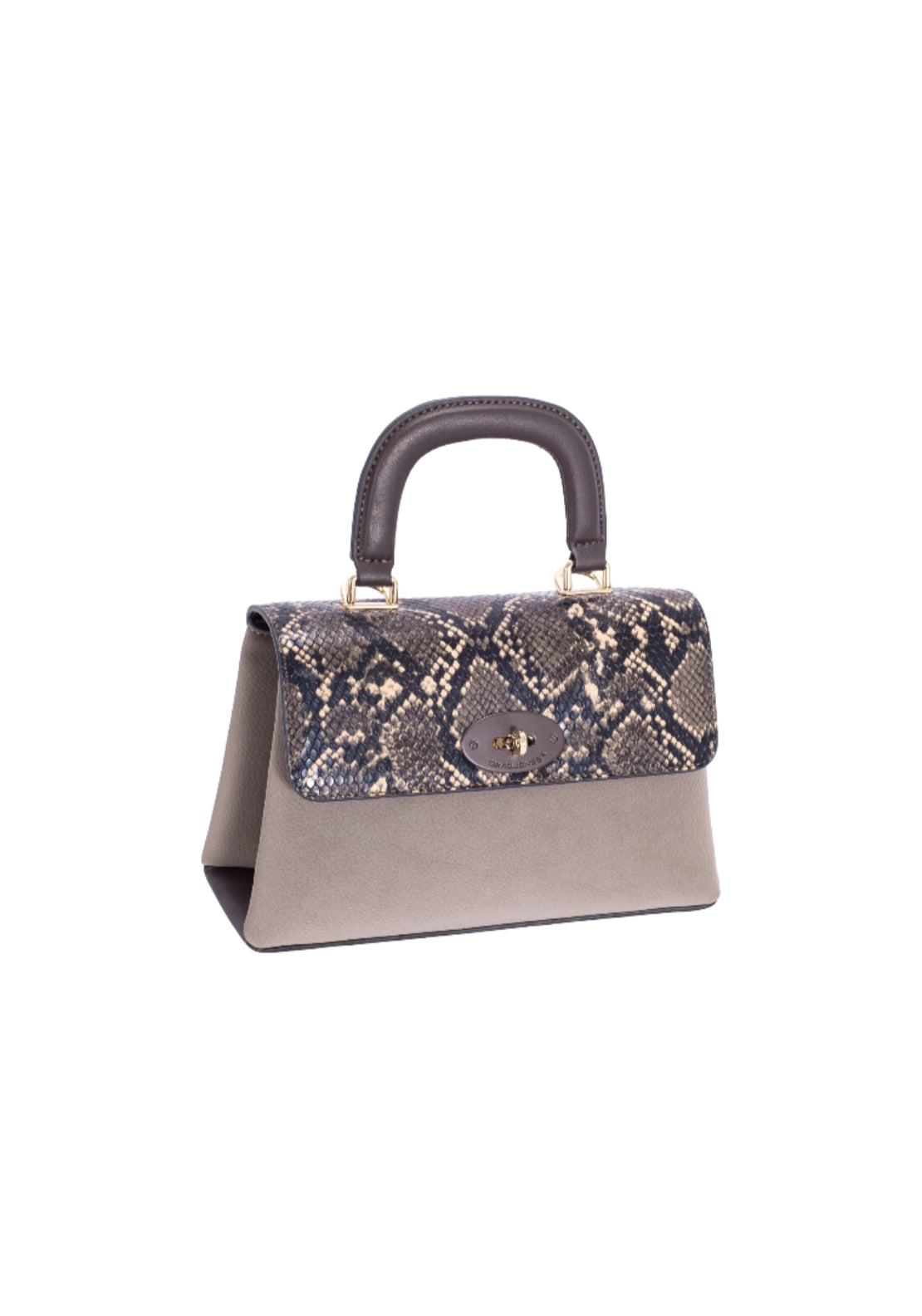 Faux Snake Flap Top Handle Bag - Fungi