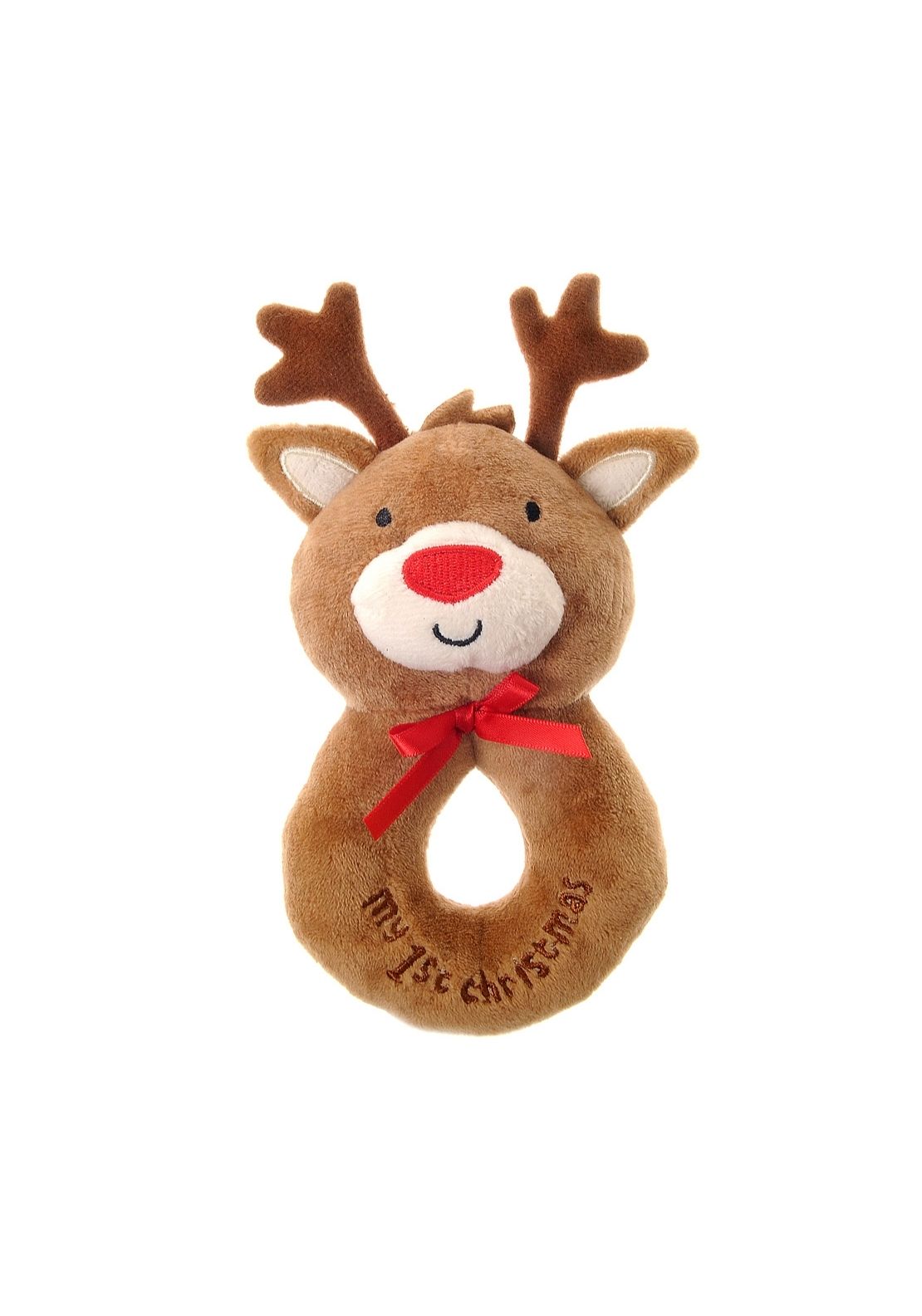 Ziggle My First Christmas Reindeer Plush Baby Rattle - Brown 1 Shaws Department Stores