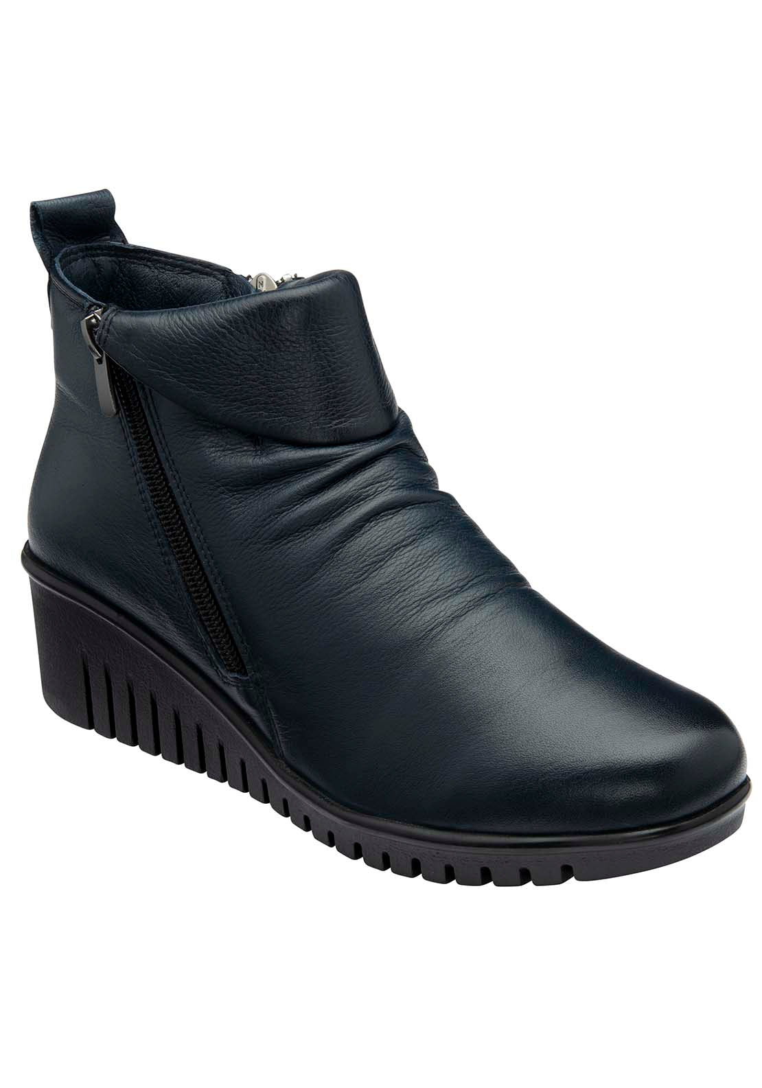Lotus Cordelia Ladies Ankle Boot - Navy Leather 2 Shaws Department Stores