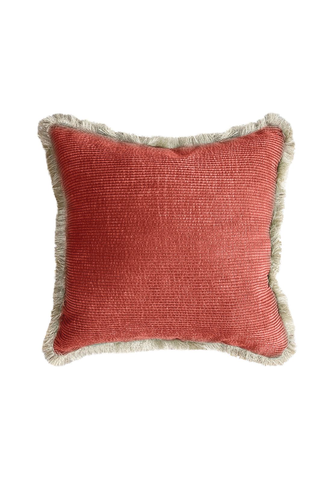 The Home Collection Textured Ribbed Cushion With Fringed Edge - Rust 1 Shaws Department Stores