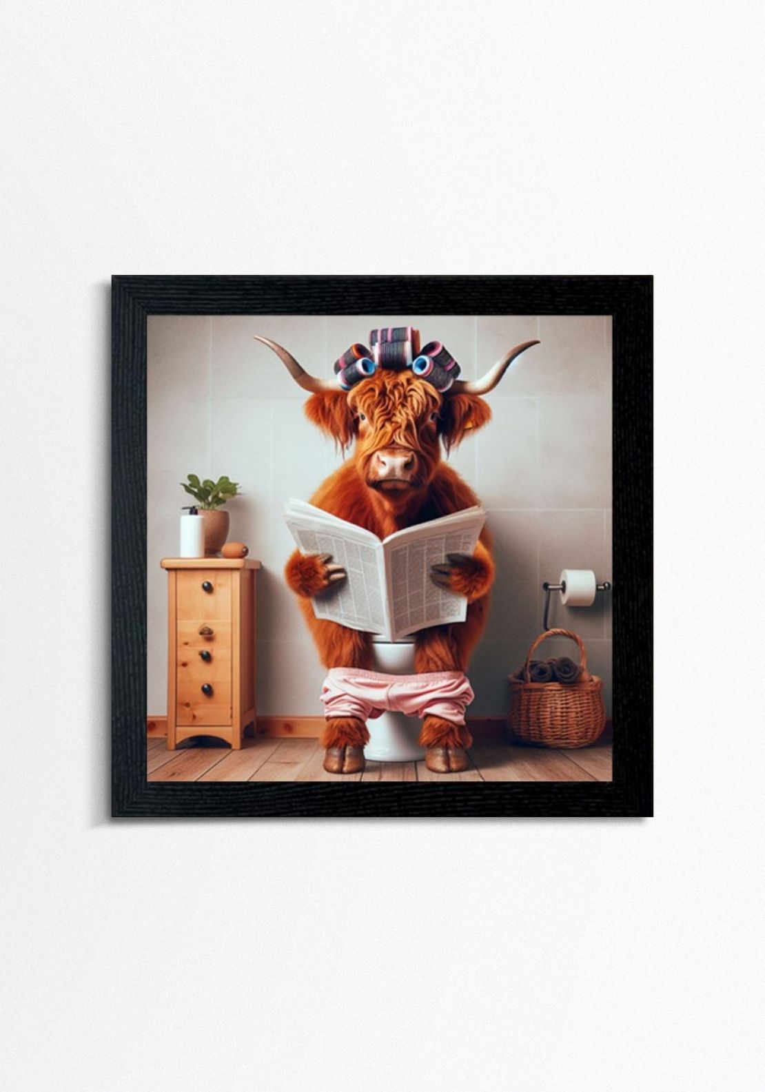 The Home Collection Cow On Loo Framed Picture - Black 2 Shaws Department Stores