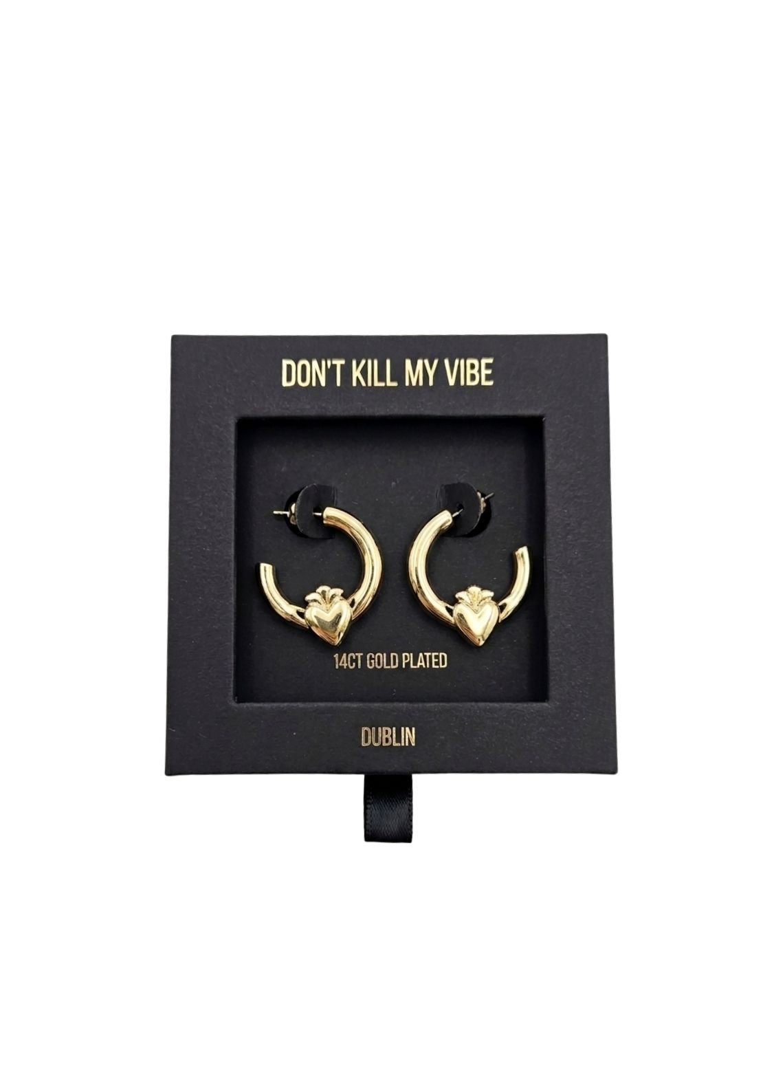 Don’t Kill My Vibe Claddagh Queen Hoop Earrings - Gold 2 Shaws Department Stores