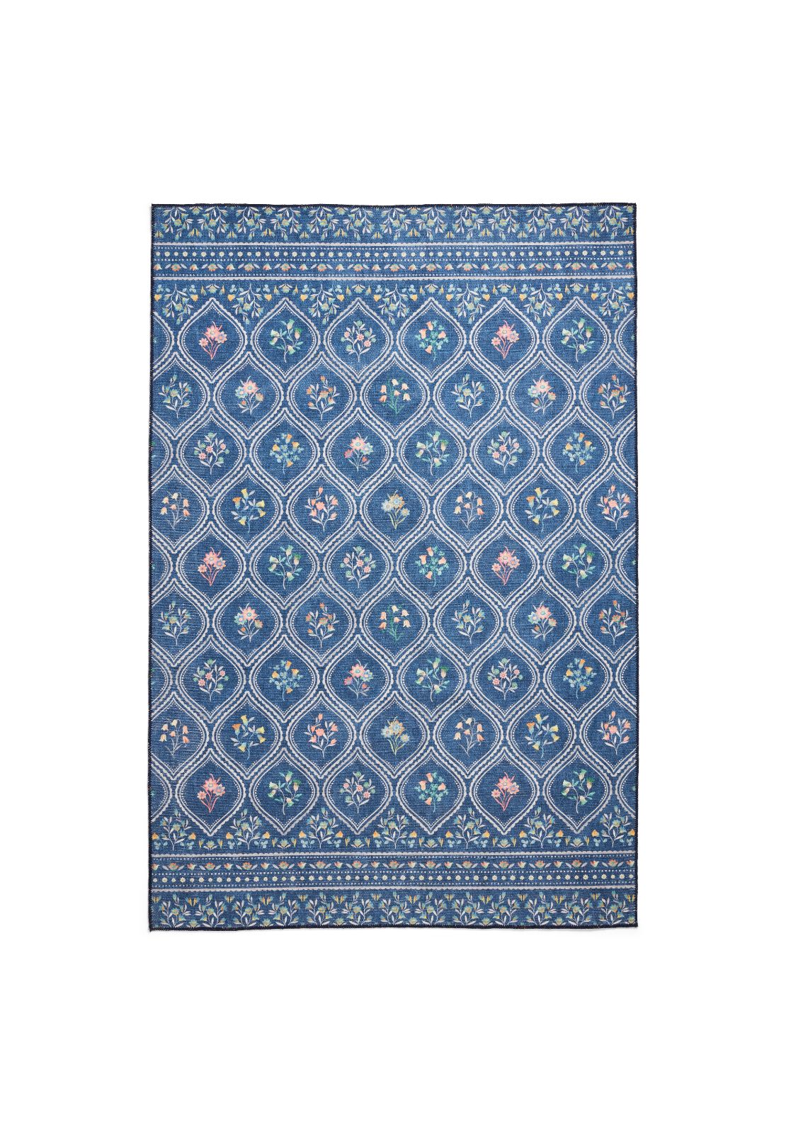 Catherine Lansfield Cameo Floral Rug - Navy 1 Shaws Department Stores