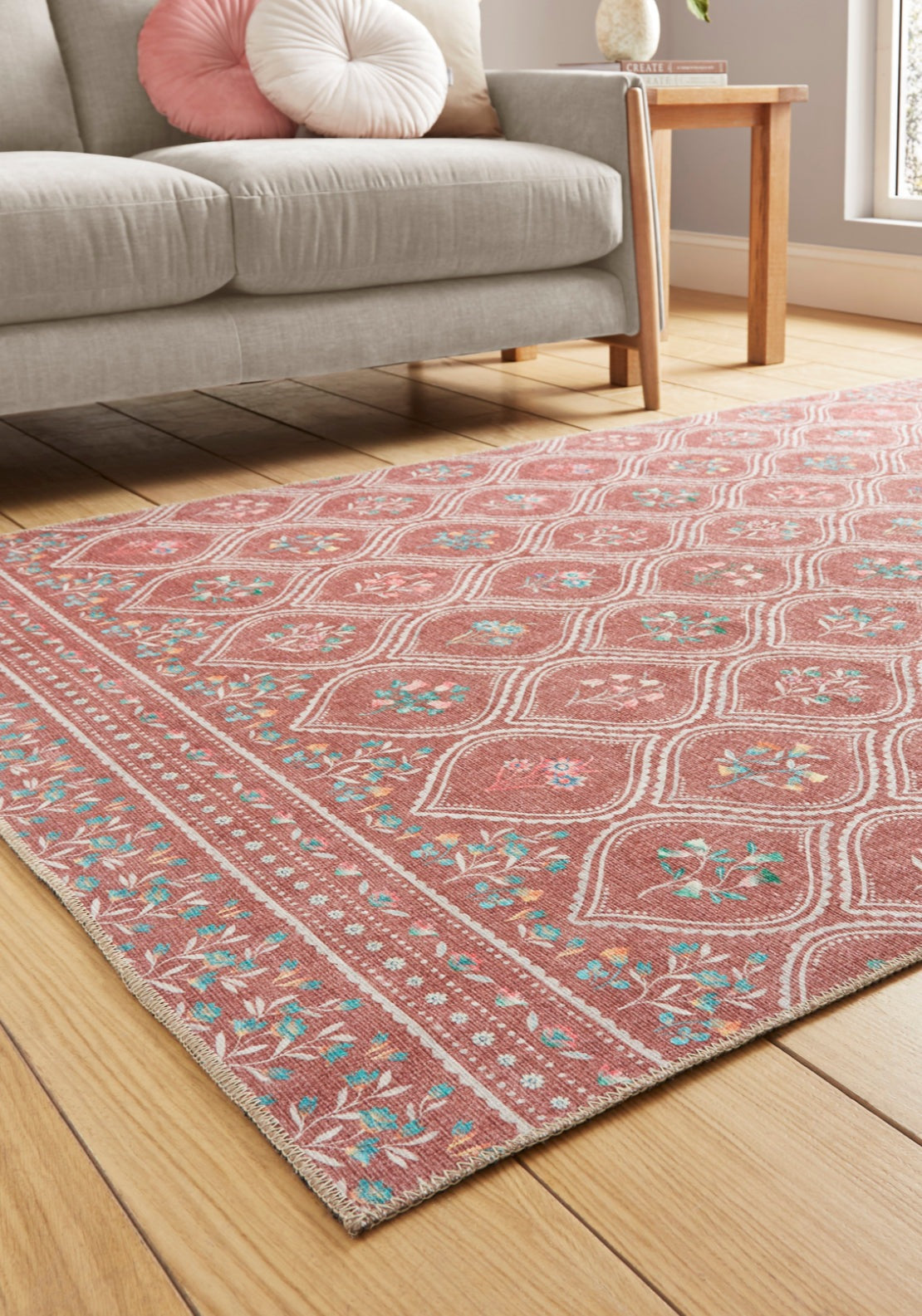 Catherine Lansfield Cameo Floral Rug - Blue 3 Shaws Department Stores