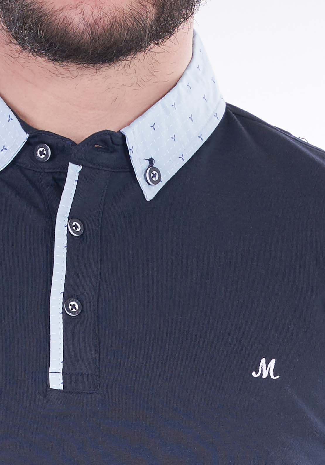 Mineral Chain Short Sleeve Polo - Navy 2 Shaws Department Stores