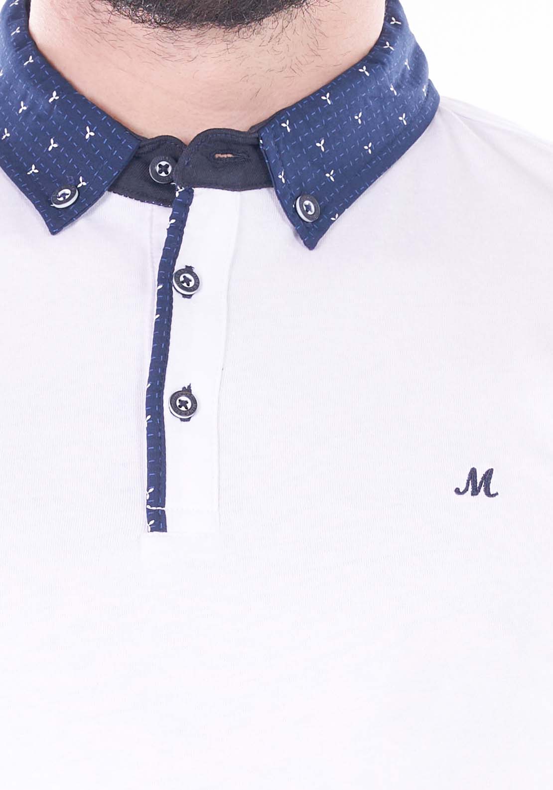 Mineral Chain Short Sleeve Polo - White 2 Shaws Department Stores