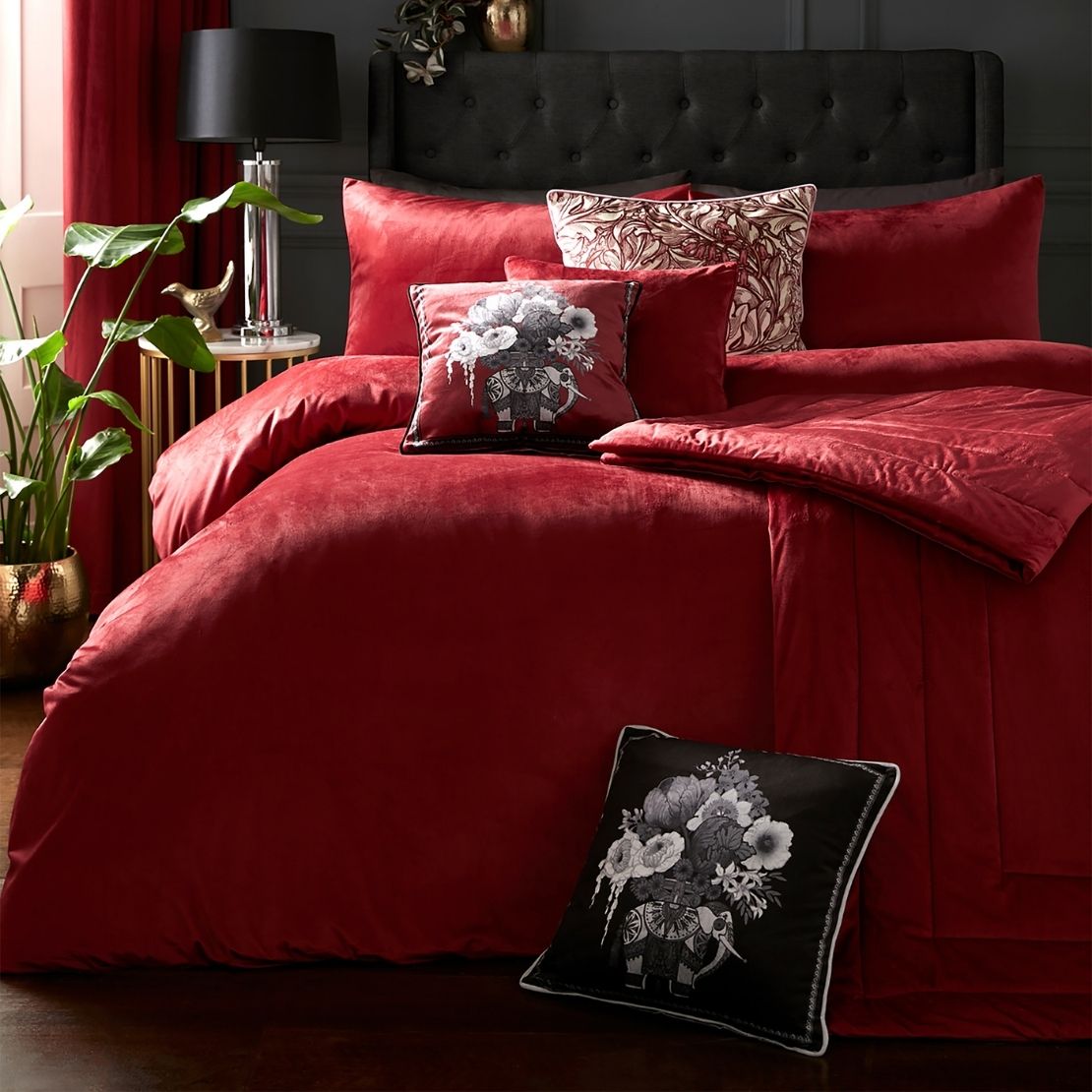Laurence Llewelyn-bowen Chic Bedspread 150cm x 220cm - Red 1 Shaws Department Stores
