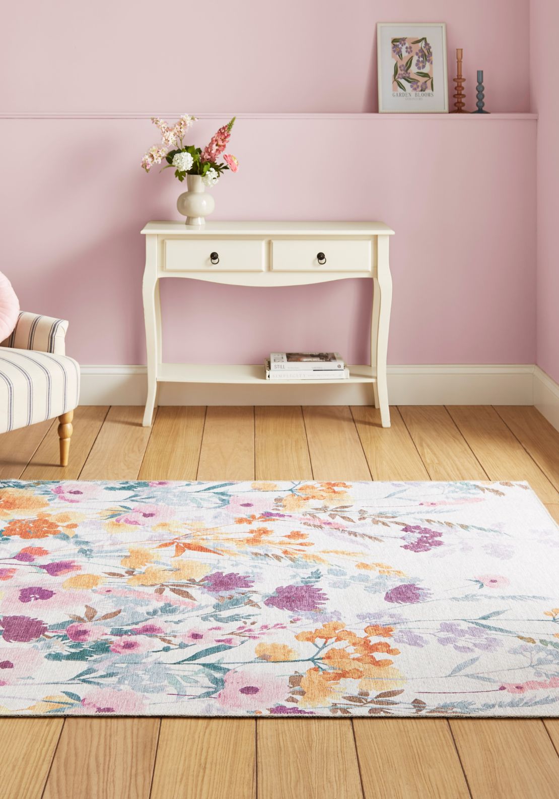 Catherine Lansfield Country Floral Rug - Yellow 2 Shaws Department Stores