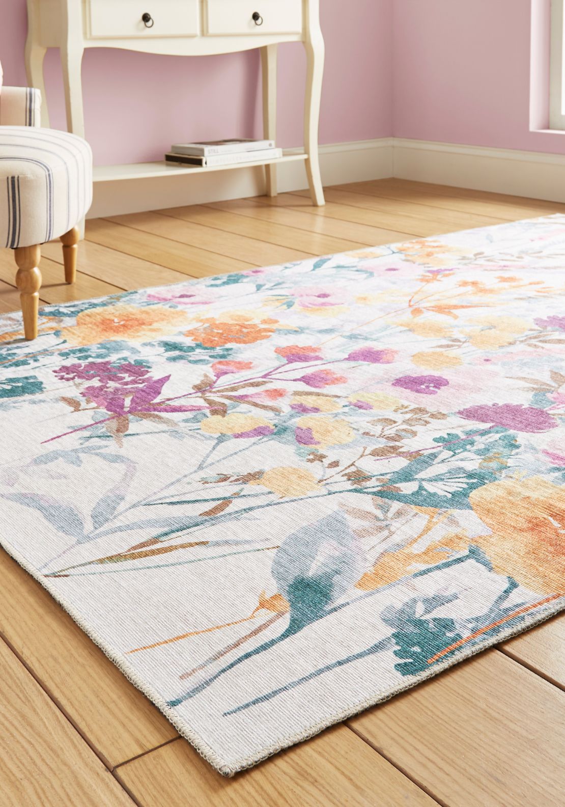 Catherine Lansfield Country Floral Rug - Yellow 3 Shaws Department Stores