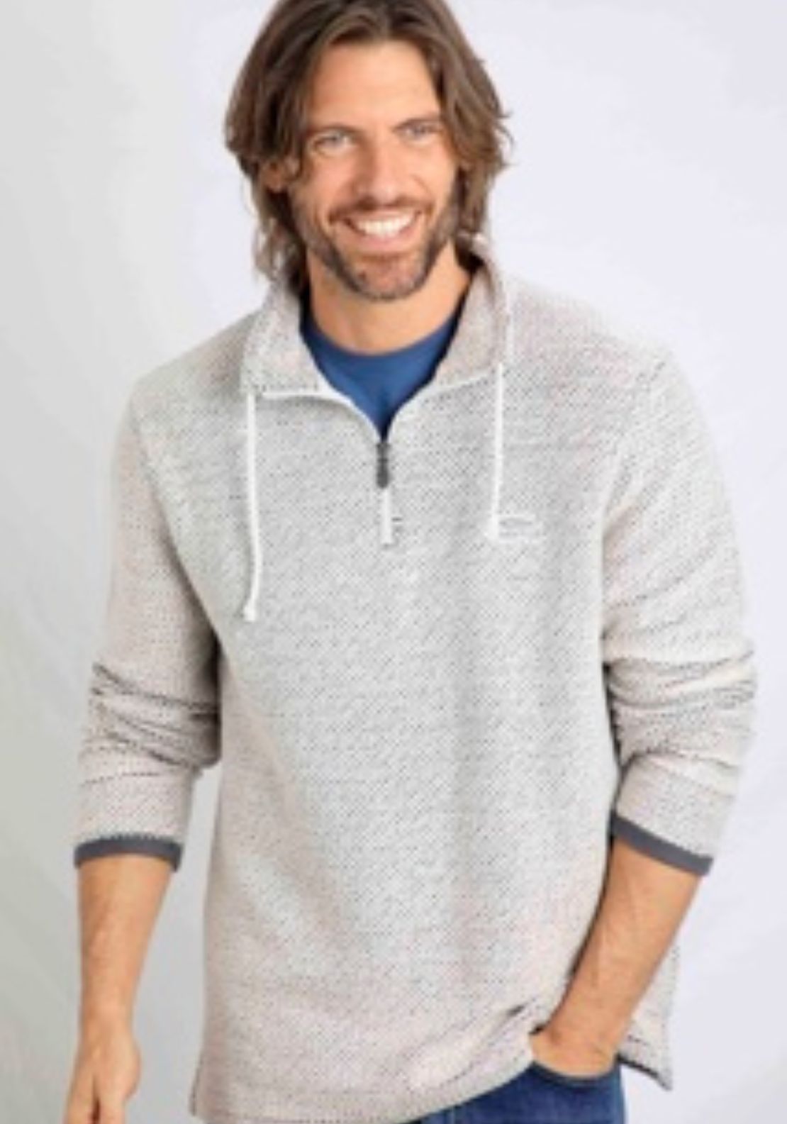 Weird Fish Cruiser 1/4 Zip Macaroni - Ecru 1 Shaws Department Stores