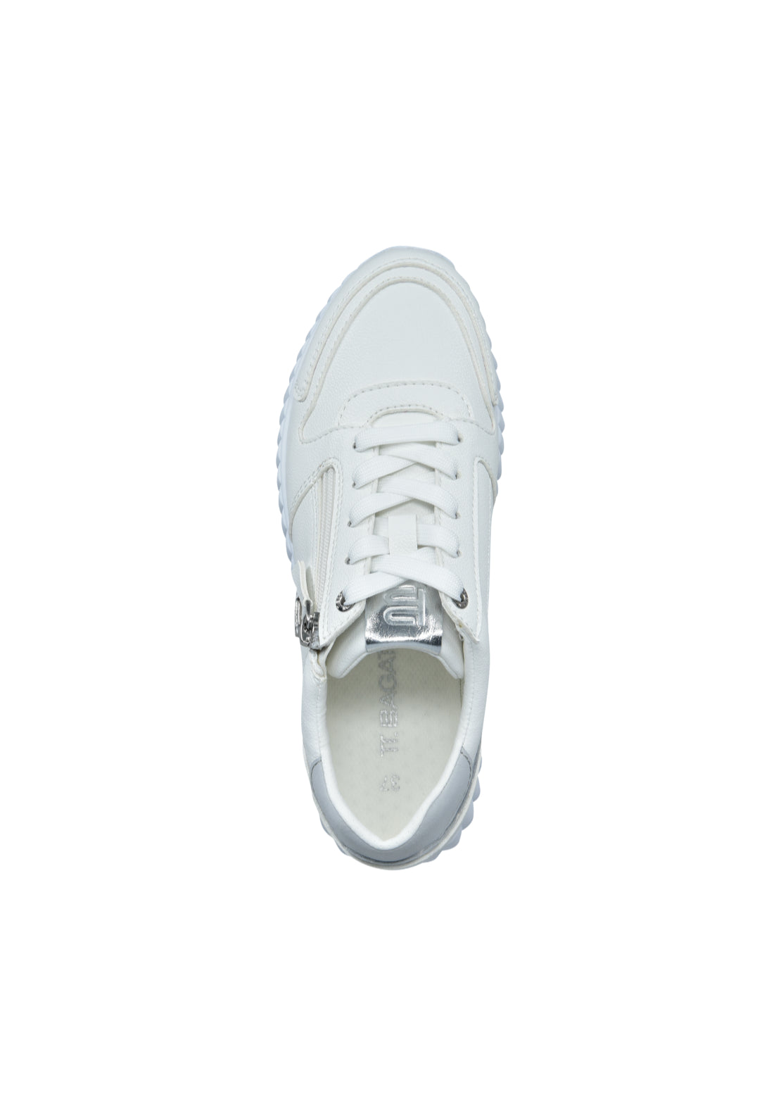 Bagatt Side Zip Trainer - White/silver 6 Shaws Department Stores