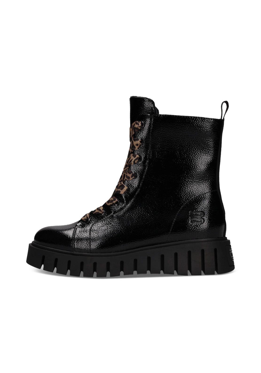 Bagatt Ankle High Lace Up Boot - Black/animal Print 1 Shaws Department Stores