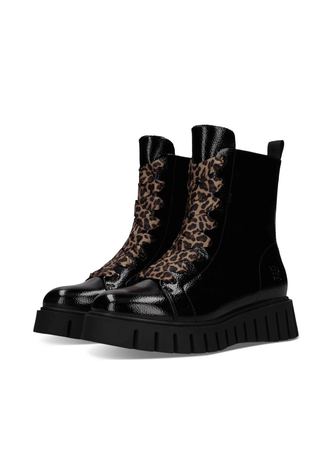 Bagatt Ankle High Lace Up Boot - Black/animal Print 2 Shaws Department Stores