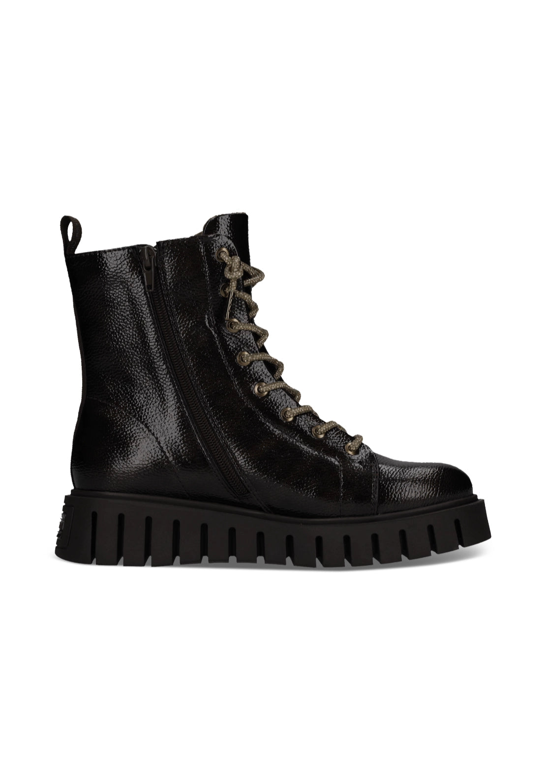 Bagatt Ankle High Lace Up Boot - Dark Brown/metalics 3 Shaws Department Stores