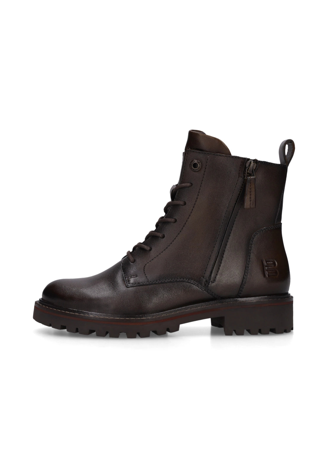 Bagatt Lace Up Side Zip Mid Boots - Dark Brown 1 Shaws Department Stores