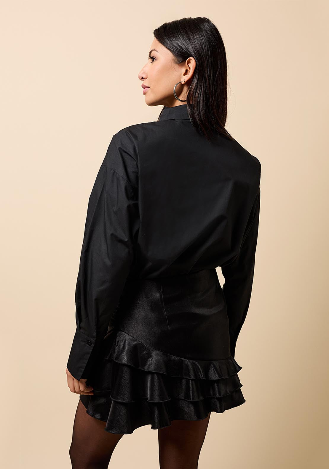 Little Mistress Embellished Trim Detail Shirt - Black 2 Shaws Department Stores