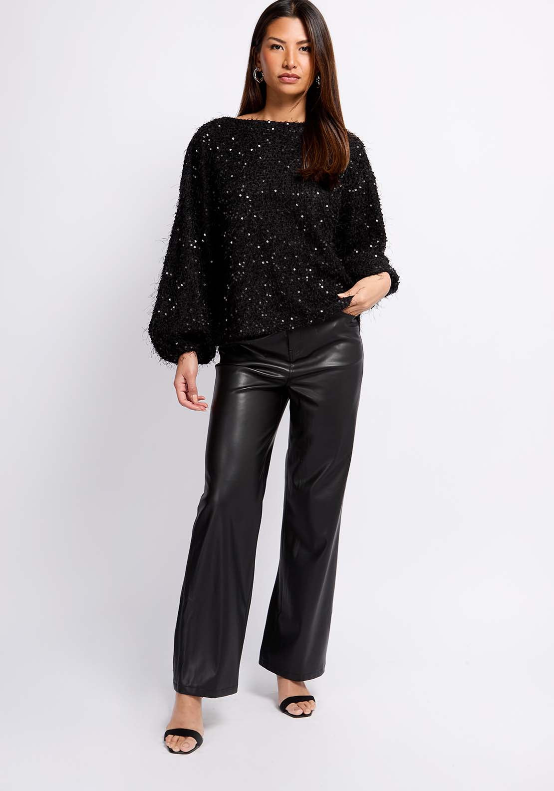 Sequin Eyelash Jumper - Black