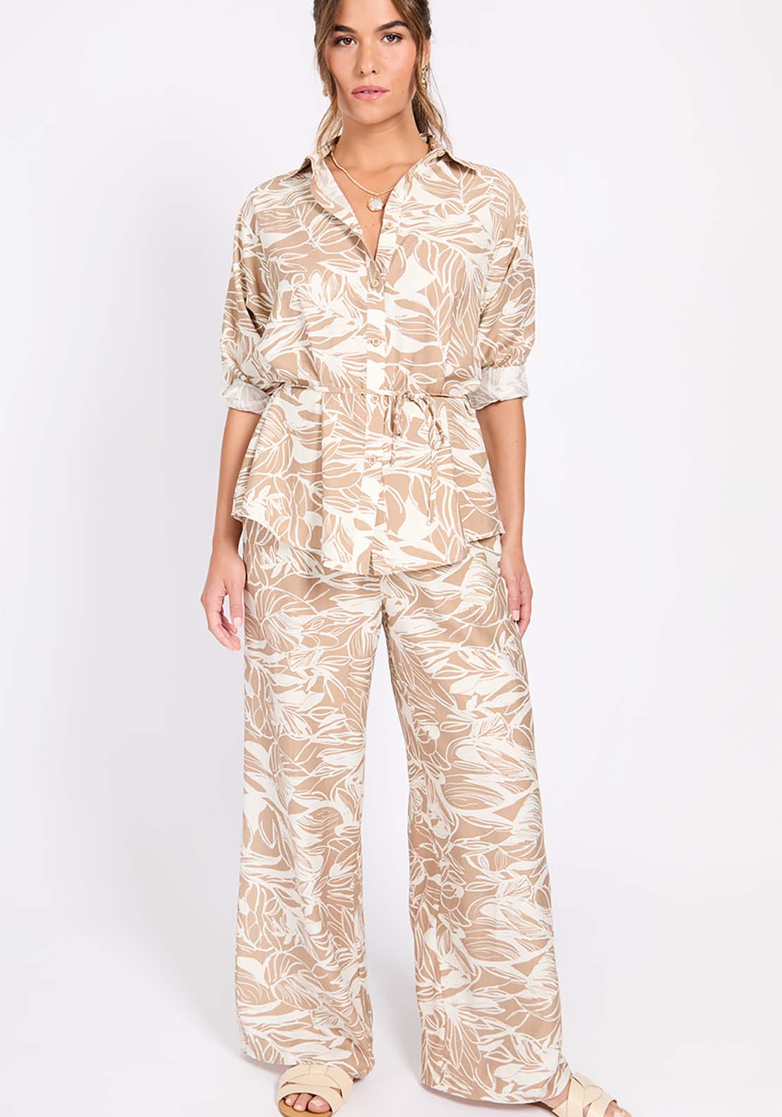 Little Mistress Leaf Print Trousers - Multicolour 1 Shaws Department Stores
