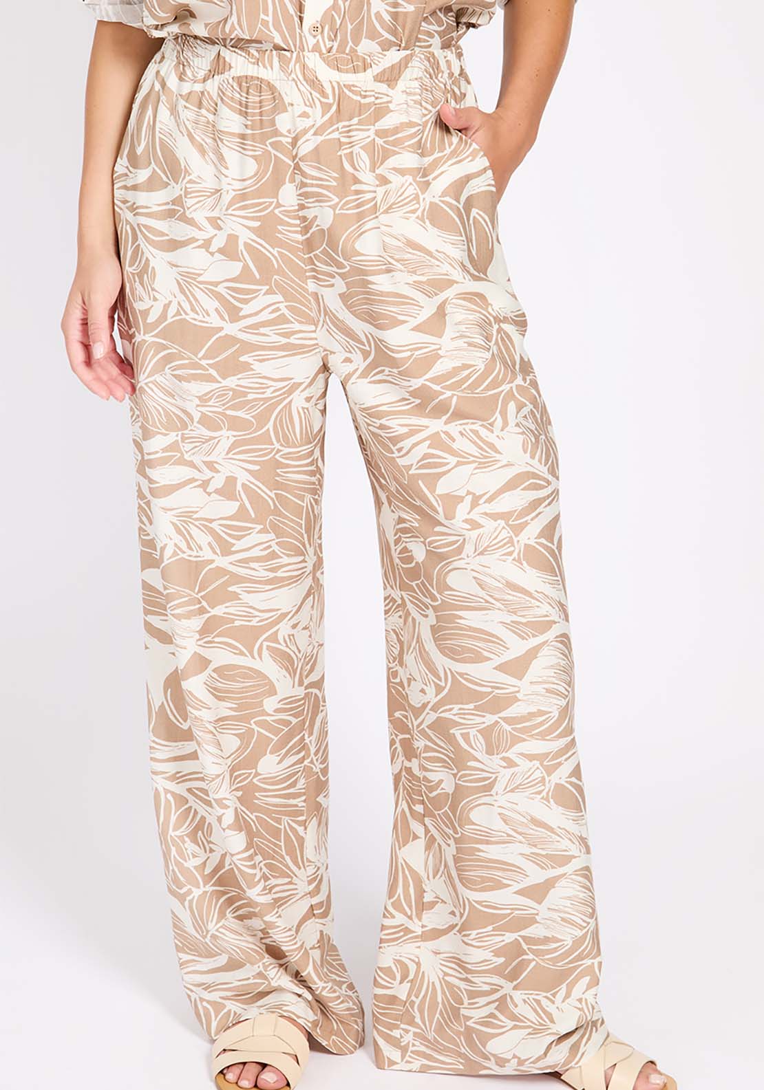 Little Mistress Leaf Print Trousers - Multicolour 2 Shaws Department Stores