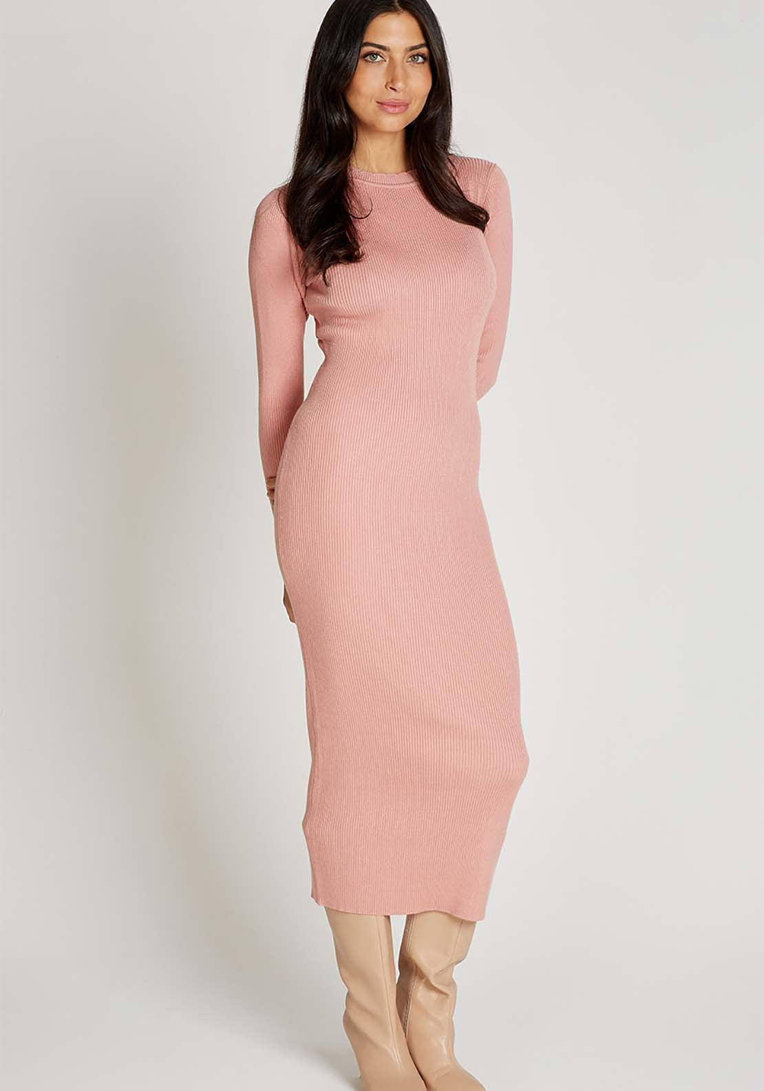 Little Mistress Clay Ribbed Midaxi Dress - Clay 2 Shaws Department Stores
