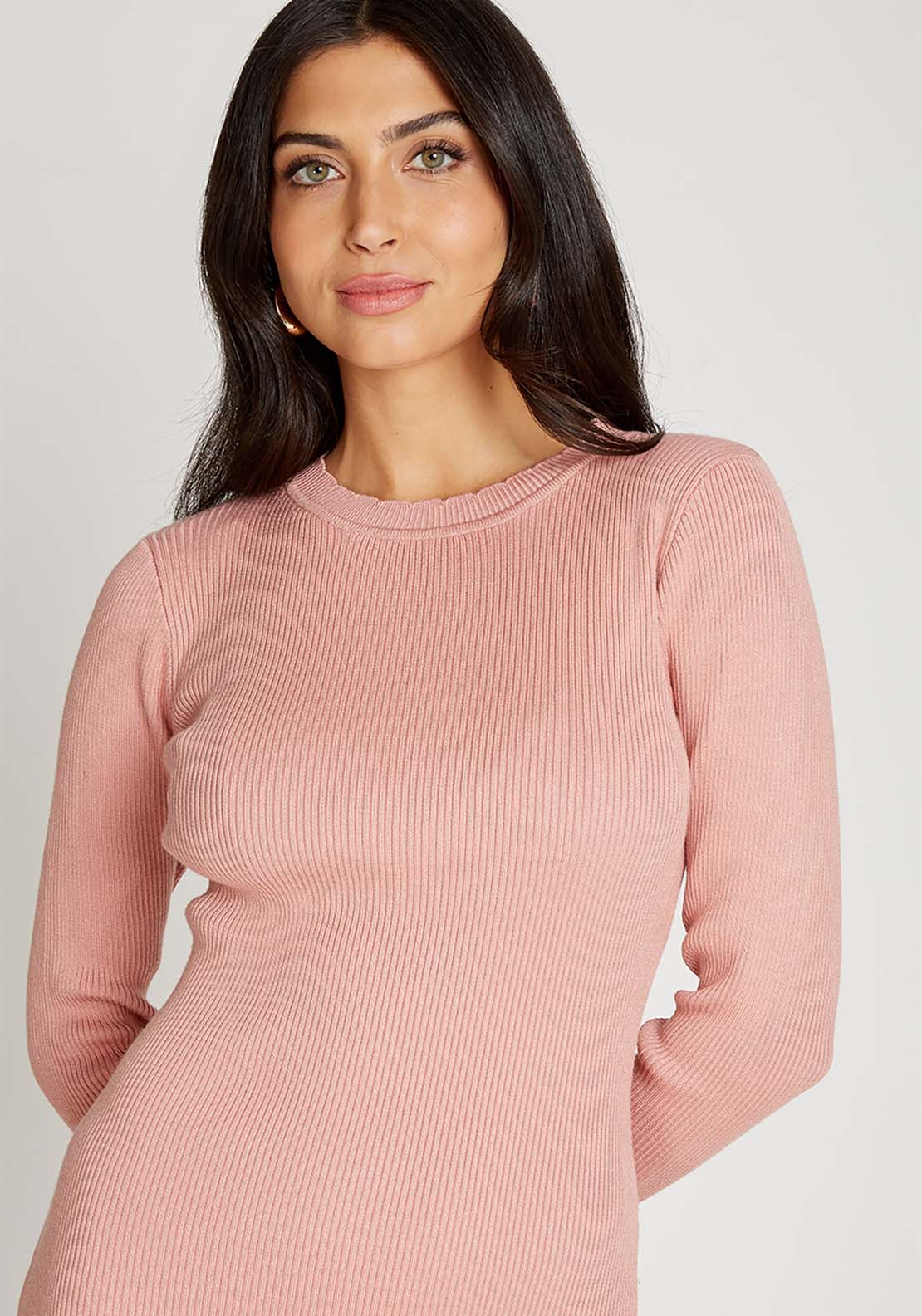 Little Mistress Clay Ribbed Midaxi Dress - Clay 3 Shaws Department Stores