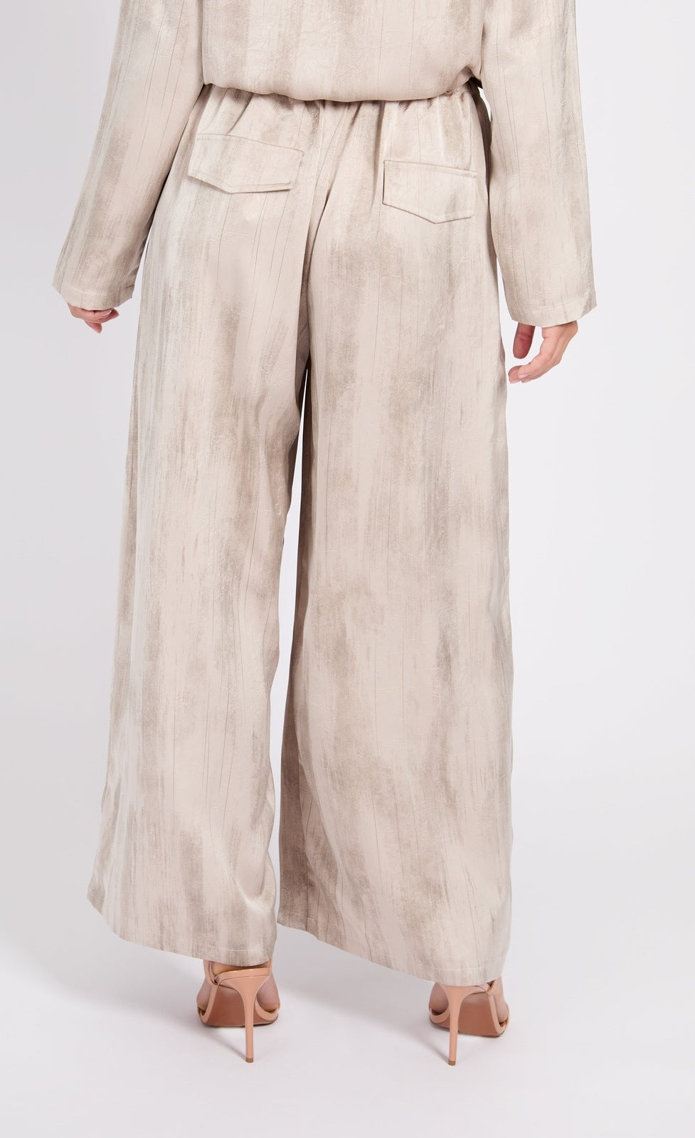 Little Mistress Oyster Satin Trousers - Mushroom 4 Shaws Department Stores