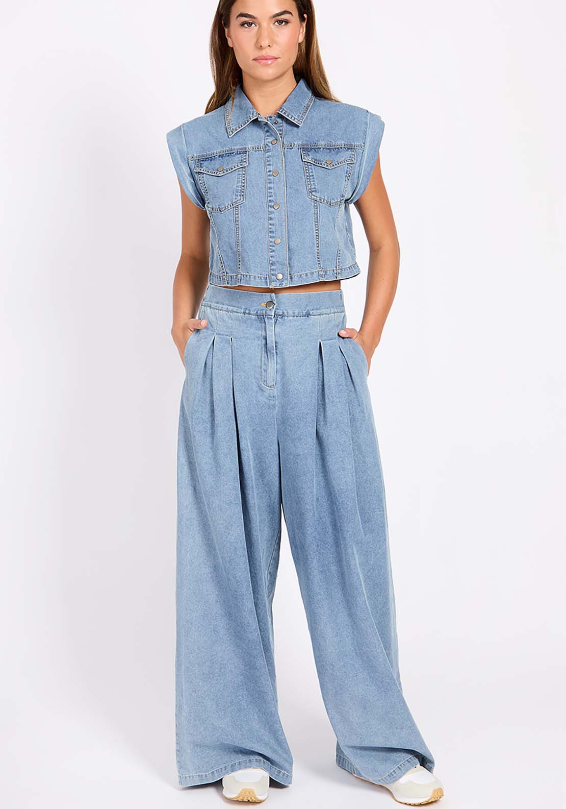 Little Mistress Blue Wide Leg Jeans - Blue 4 Shaws Department Stores
