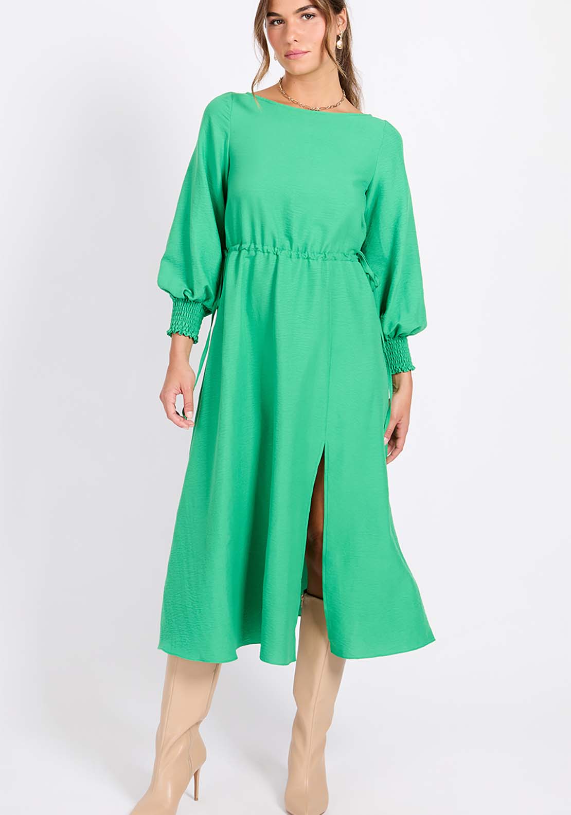 Little Mistress Green Midaxi Dress - Green 1 Shaws Department Stores