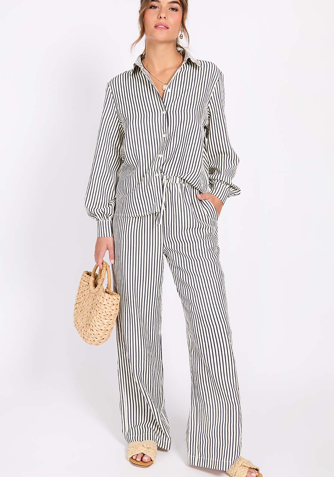 Little Mistress Striped Shirt - Black And Cream 4 Shaws Department Stores