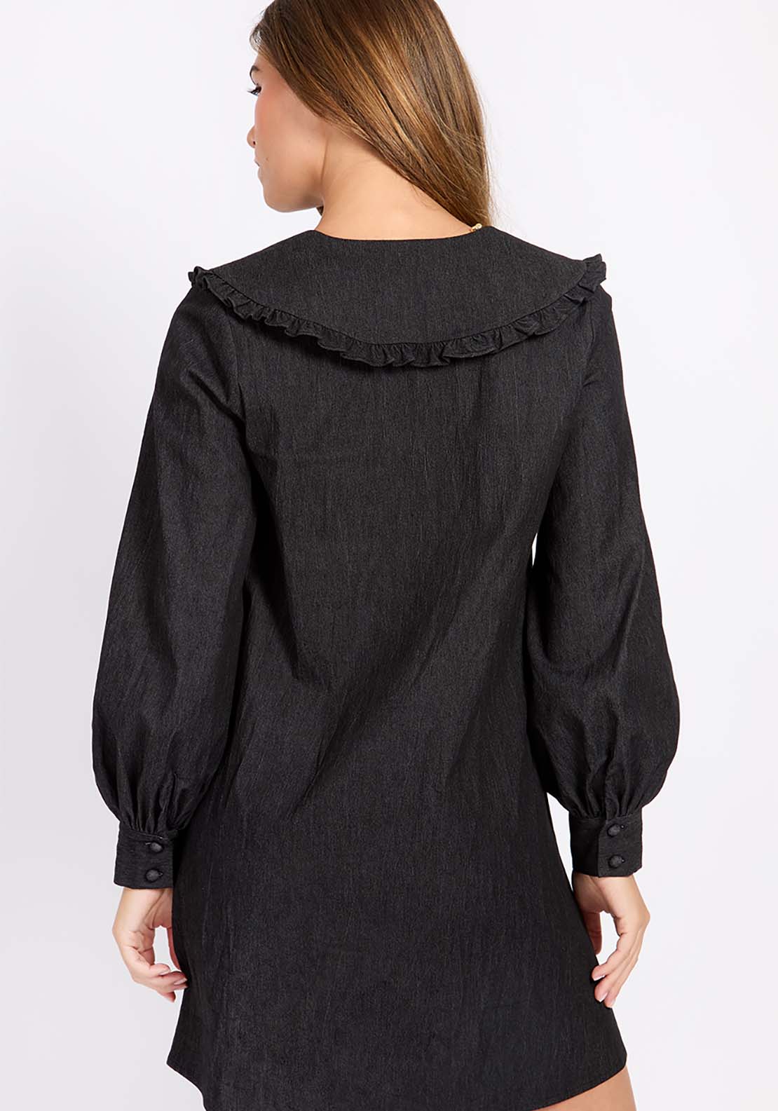 Little Mistress Black Denim Mini Dress - Black 4 Shaws Department Stores