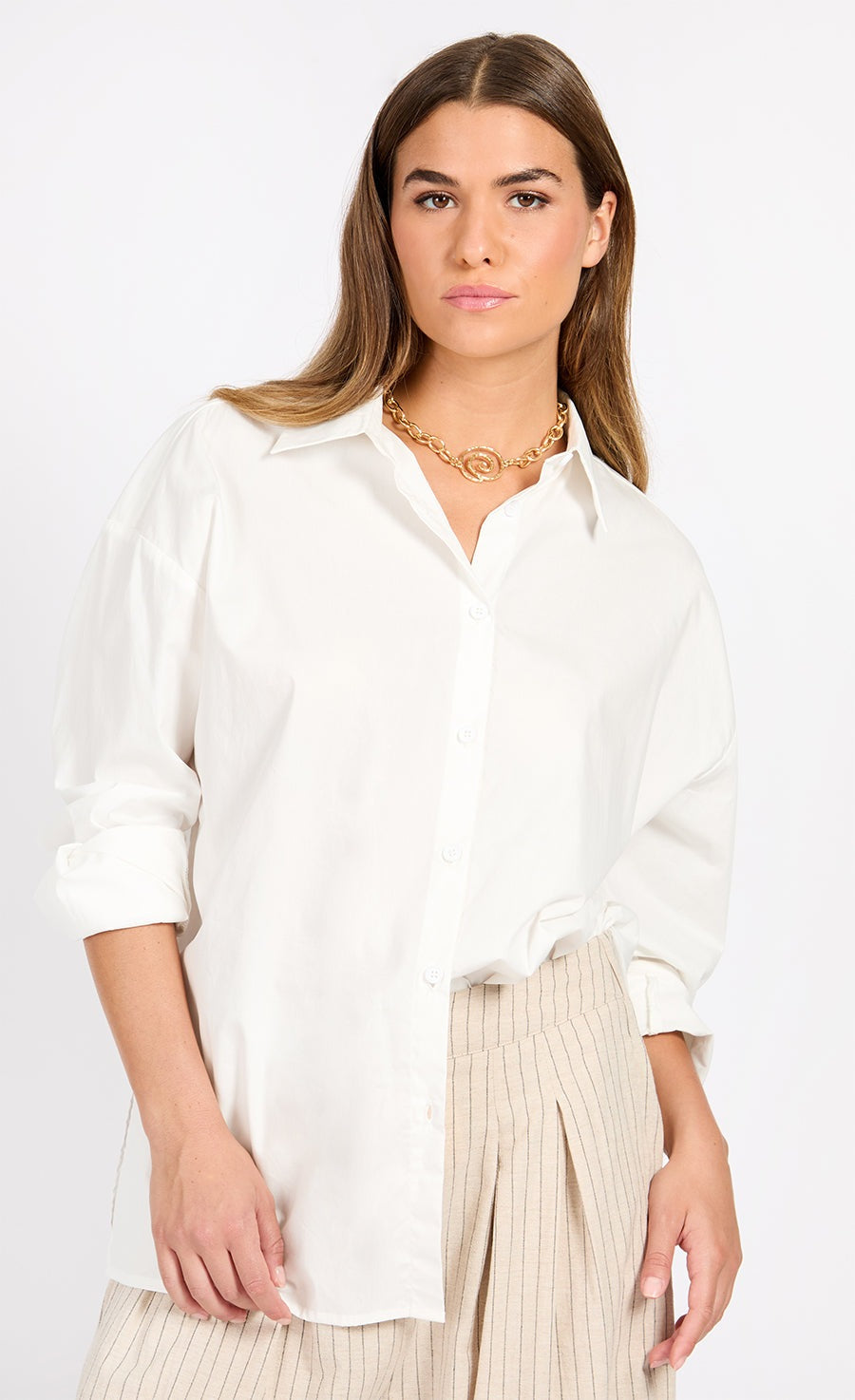 Little Mistress White Cotton Shirt - White 6 Shaws Department Stores