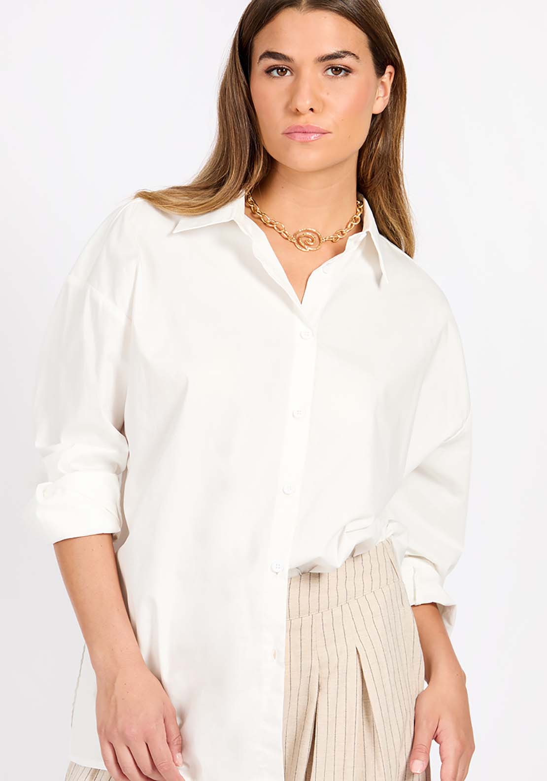 Little Mistress White Cotton Shirt - White 3 Shaws Department Stores