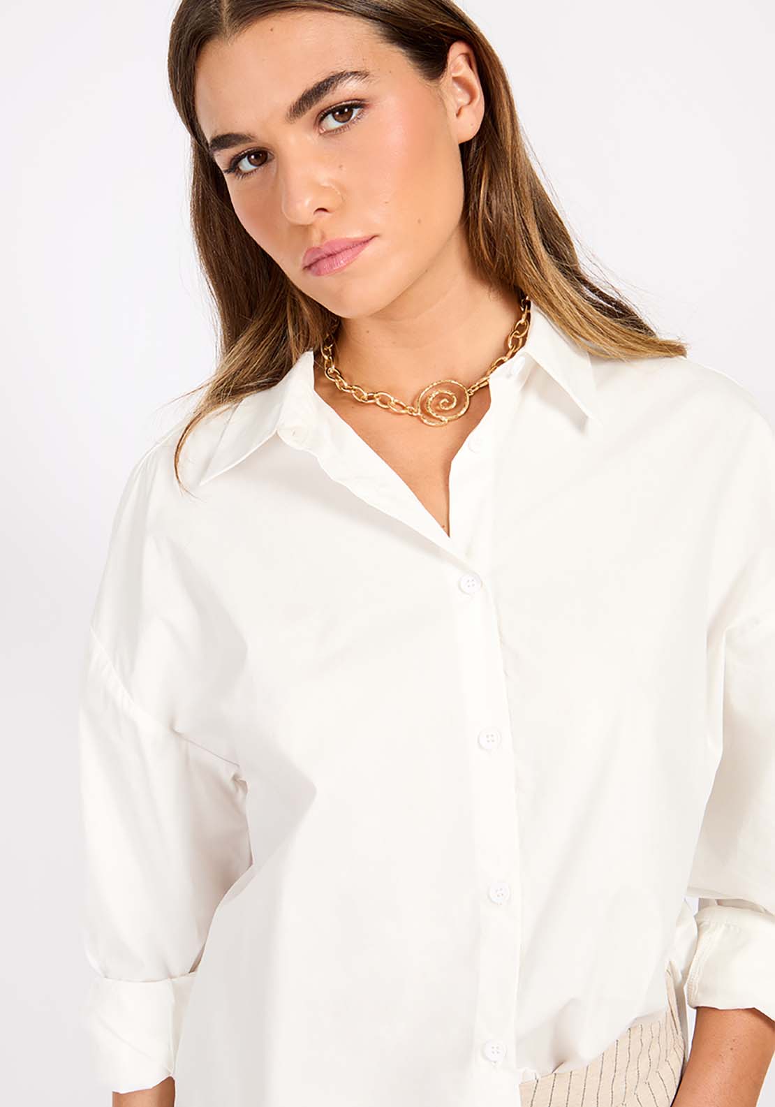 Little Mistress White Cotton Shirt - White 4 Shaws Department Stores