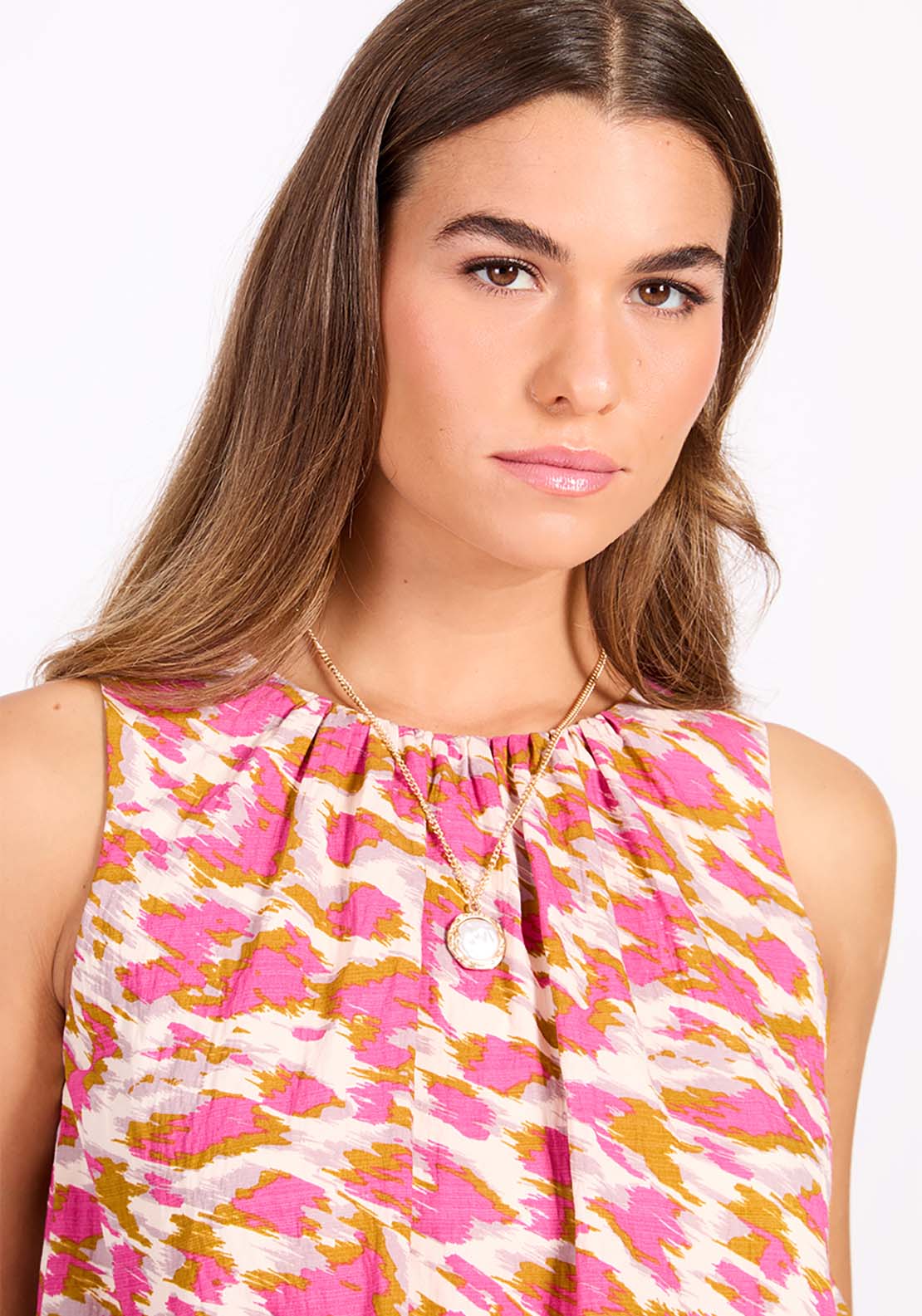 Little Mistress Multi Print High Neck Top - Multicolour 2 Shaws Department Stores
