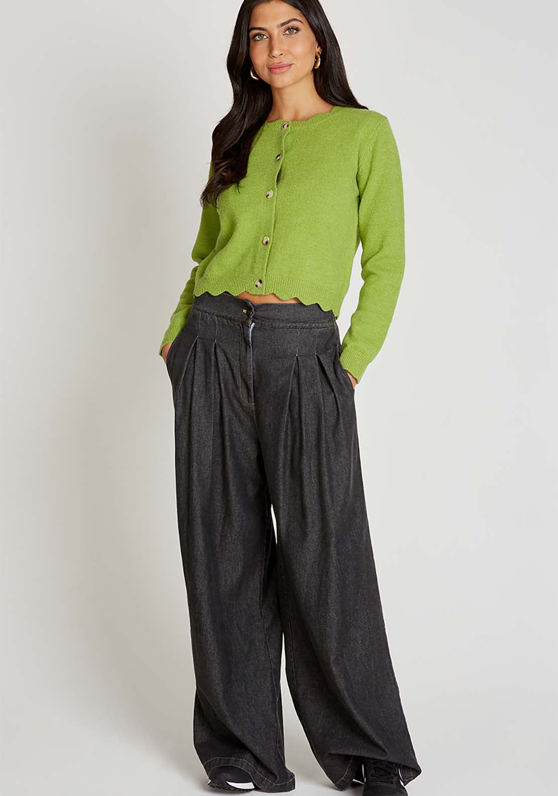 Little Mistress Lime Knitted Cardigan - Lime 2 Shaws Department Stores