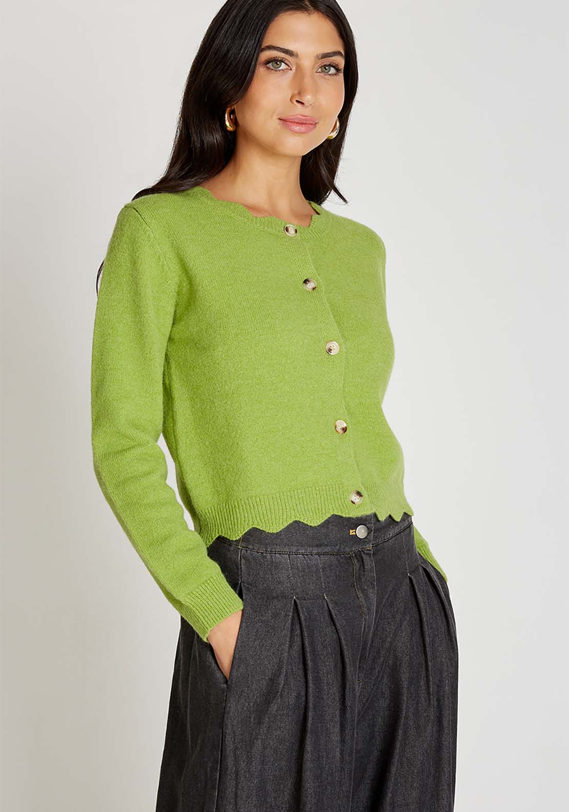 Little Mistress Lime Knitted Cardigan - Lime 1 Shaws Department Stores