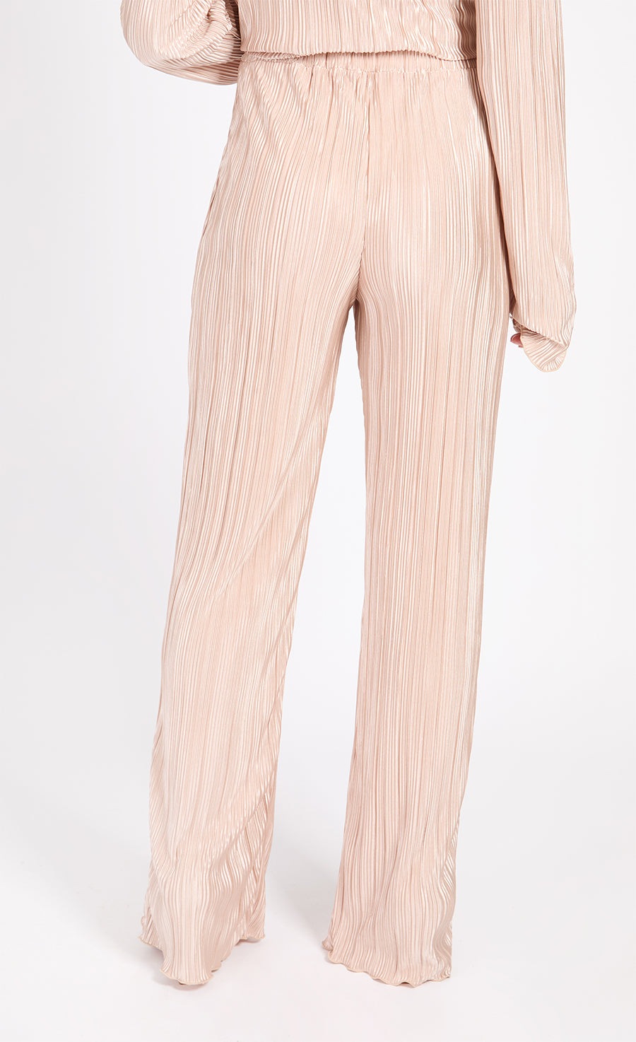 Little Mistress Champagne Plisse Trousers - Champagne 3 Shaws Department Stores