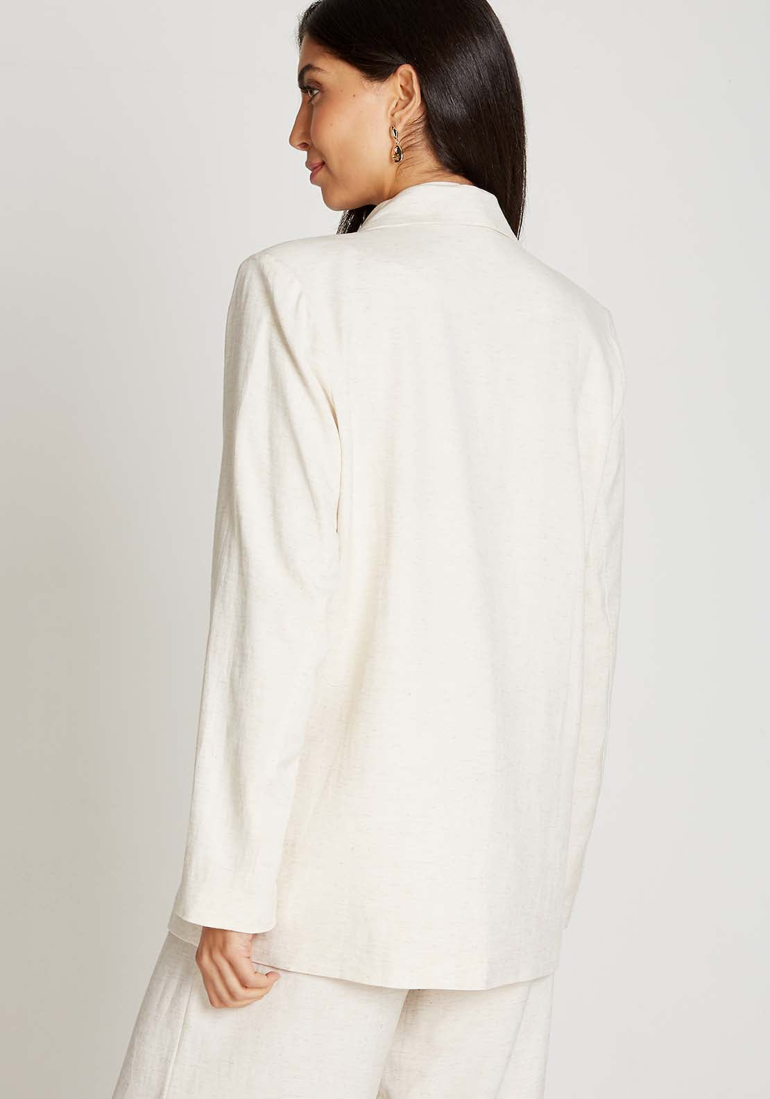 Little Mistress Oatmeal Blazer With Linen - Beige 2 Shaws Department Stores