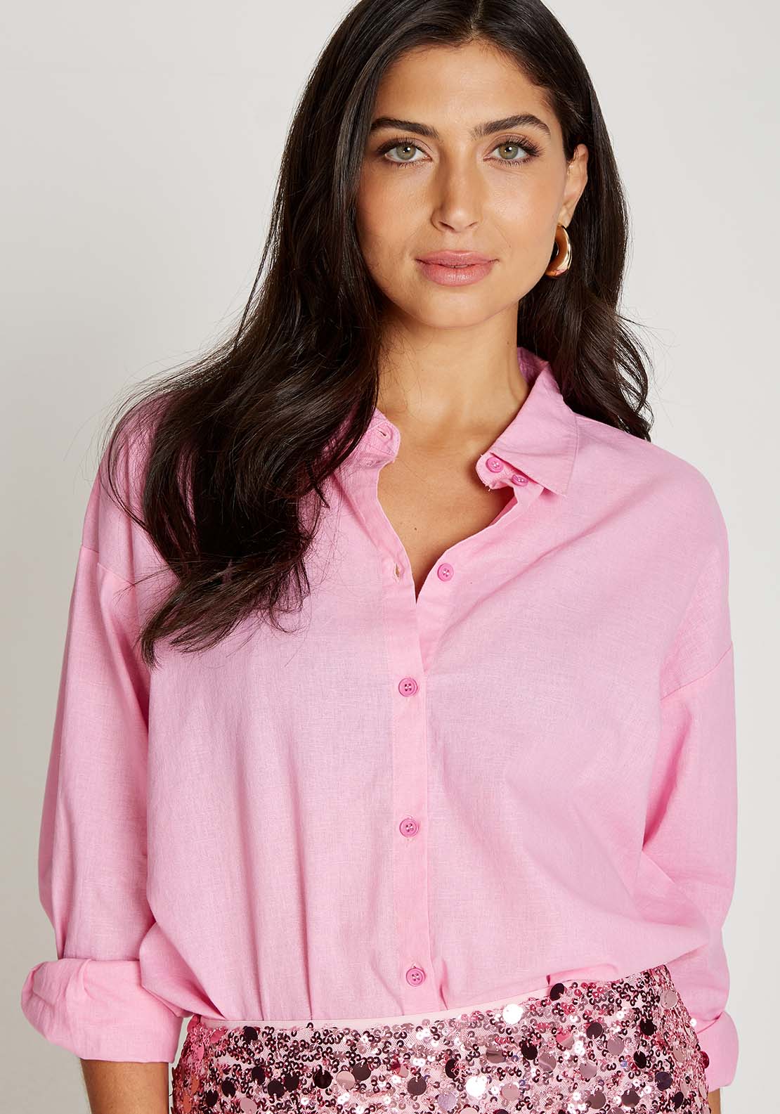Little Mistress Pink Cotton Shirt - Pink 1 Shaws Department Stores