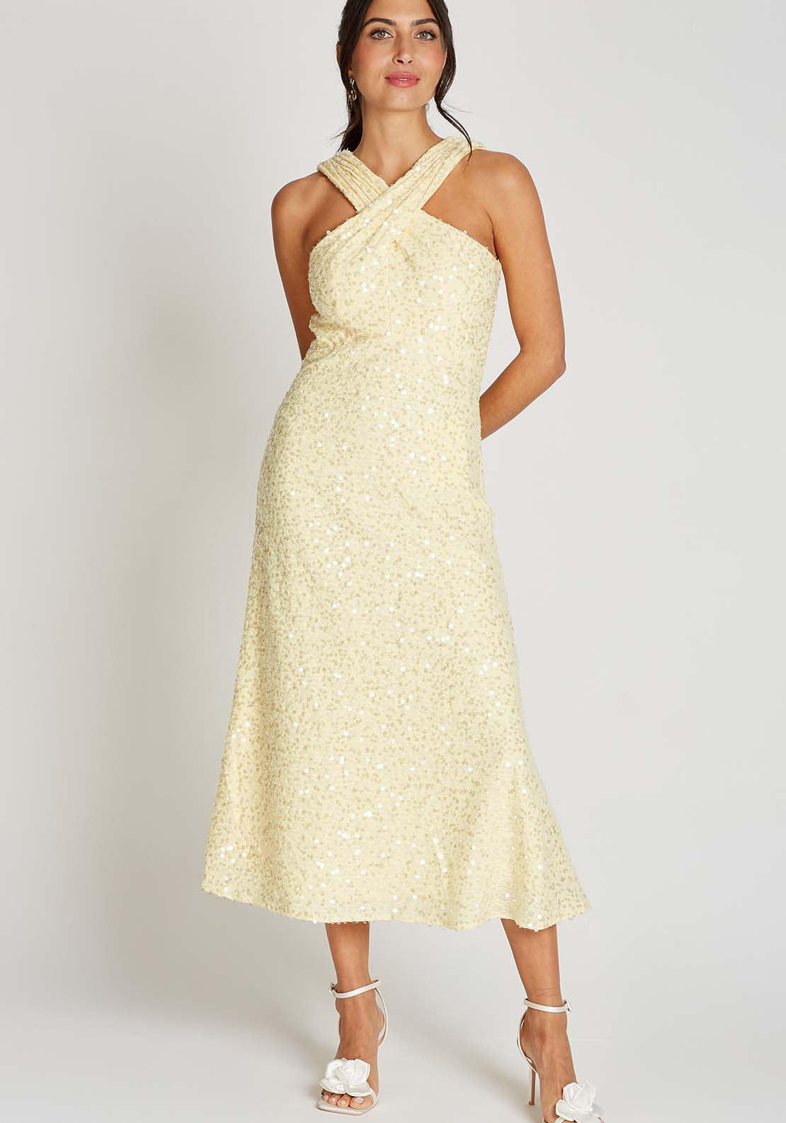 Sequin Dresses Marc Jacobs Yellow Dress Lemon Sequin Waffle Cross