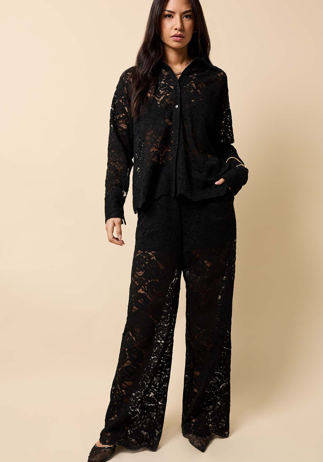 Lace Shirt - Black