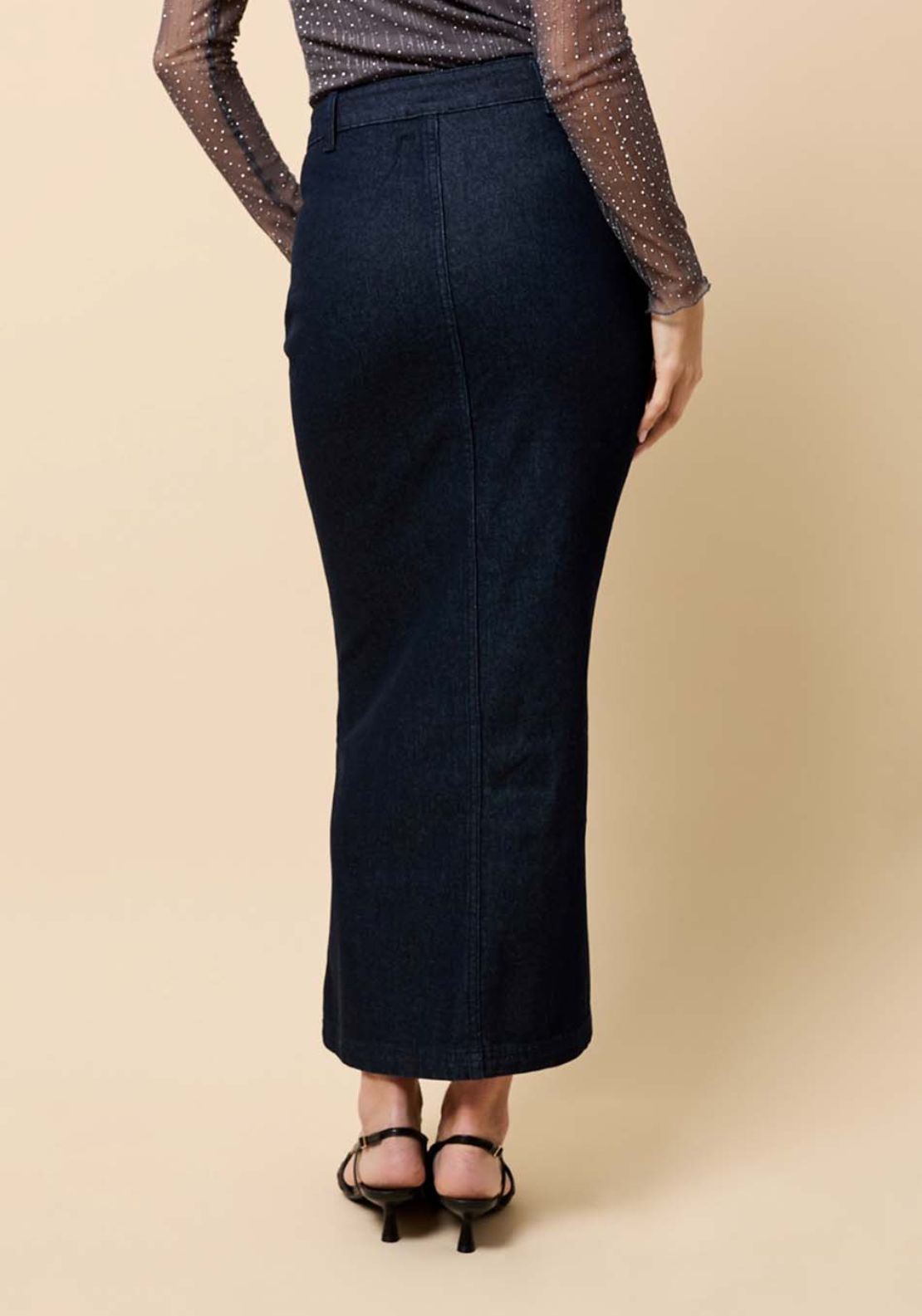 Little Mistress Denim Midi Skirt - Blue 2 Shaws Department Stores